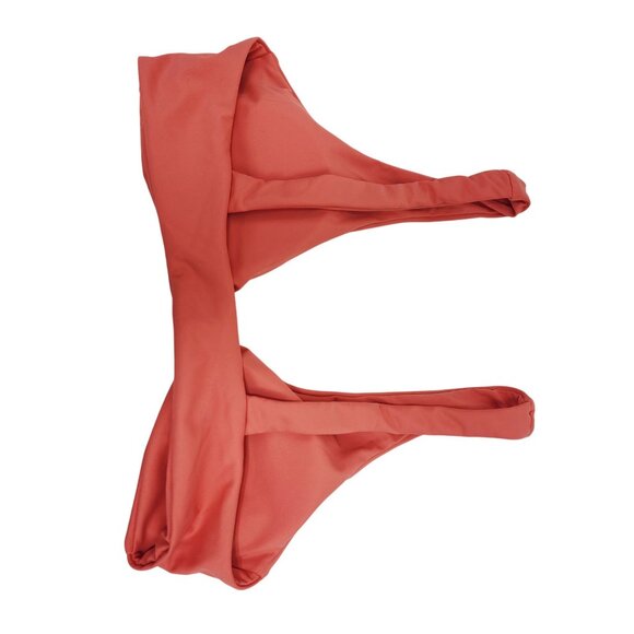 Rust Red Swimsuit Bikini Set With Knot Detail High Waist Bottoms Size M - Picture 4 of 7